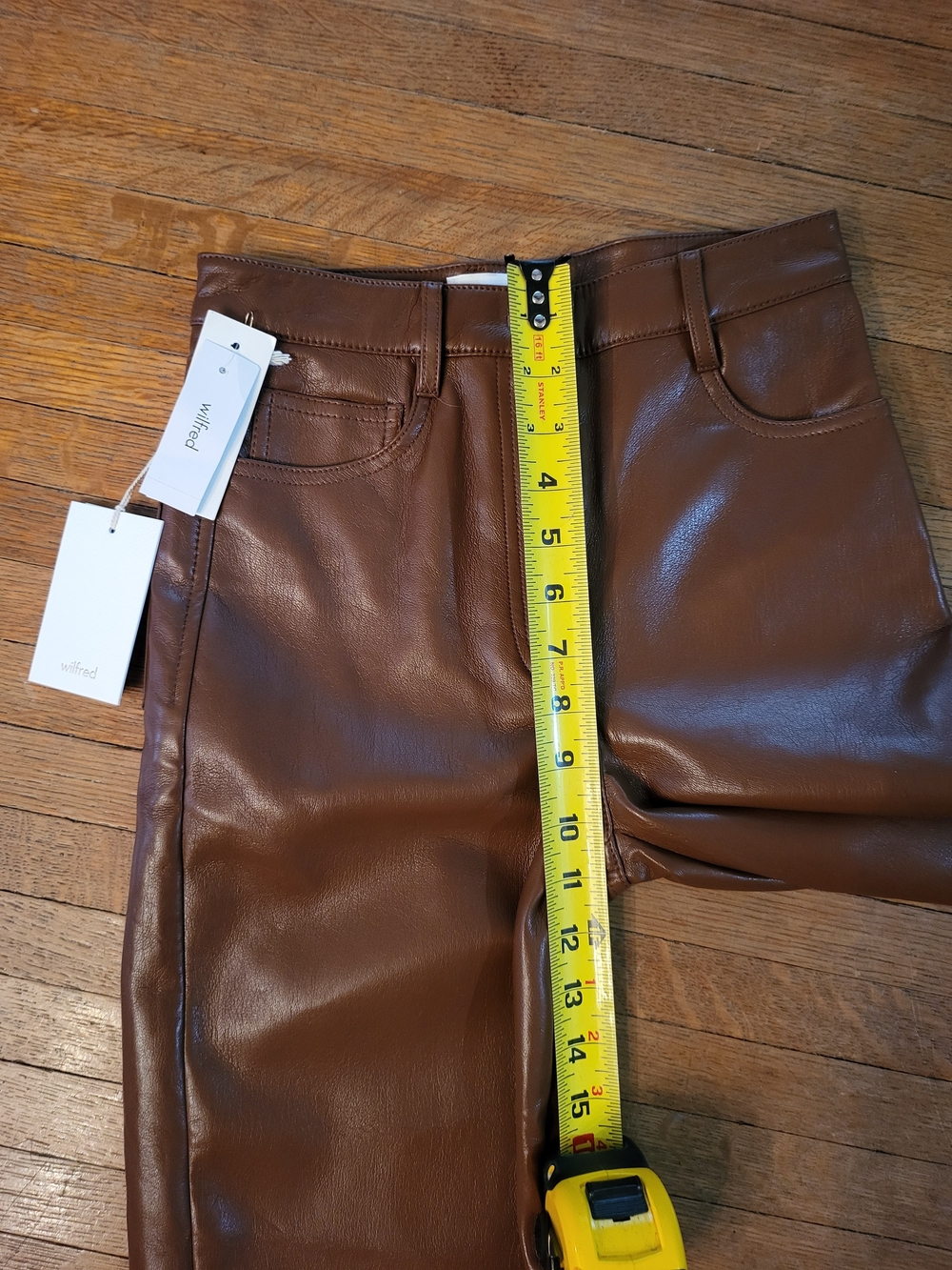 Wilfred Brown Vegan Leather Cropped Straight-Leg Pants - Picture 7 of 9